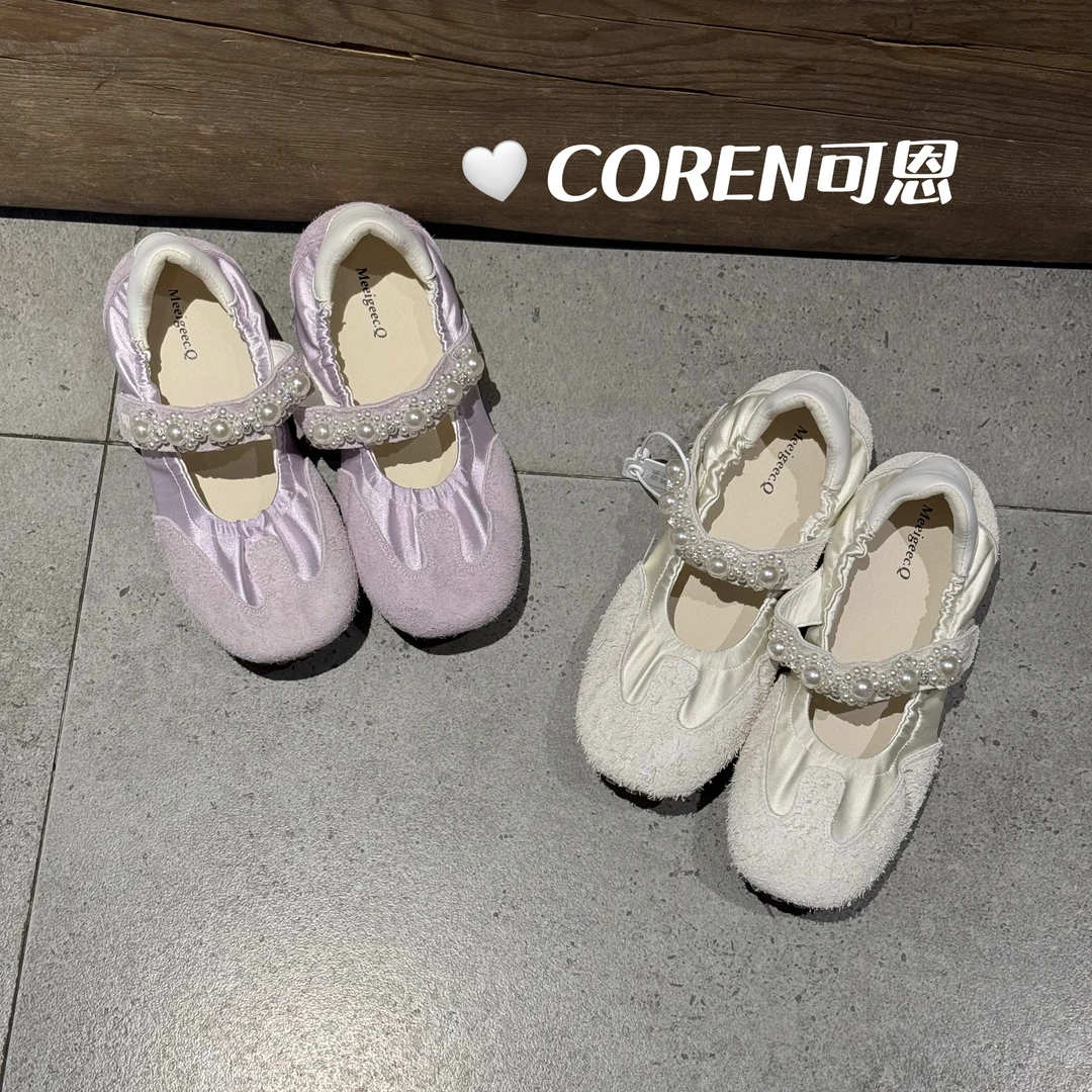 2025夏季新款小众复古单鞋一字带魔术贴玛丽珍鞋女真皮休闲浅口鞋