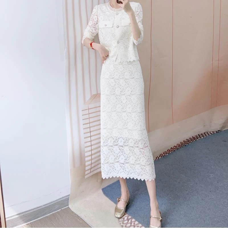 525气质小香风短袖小衫+半身裙两件套裙2525/GP