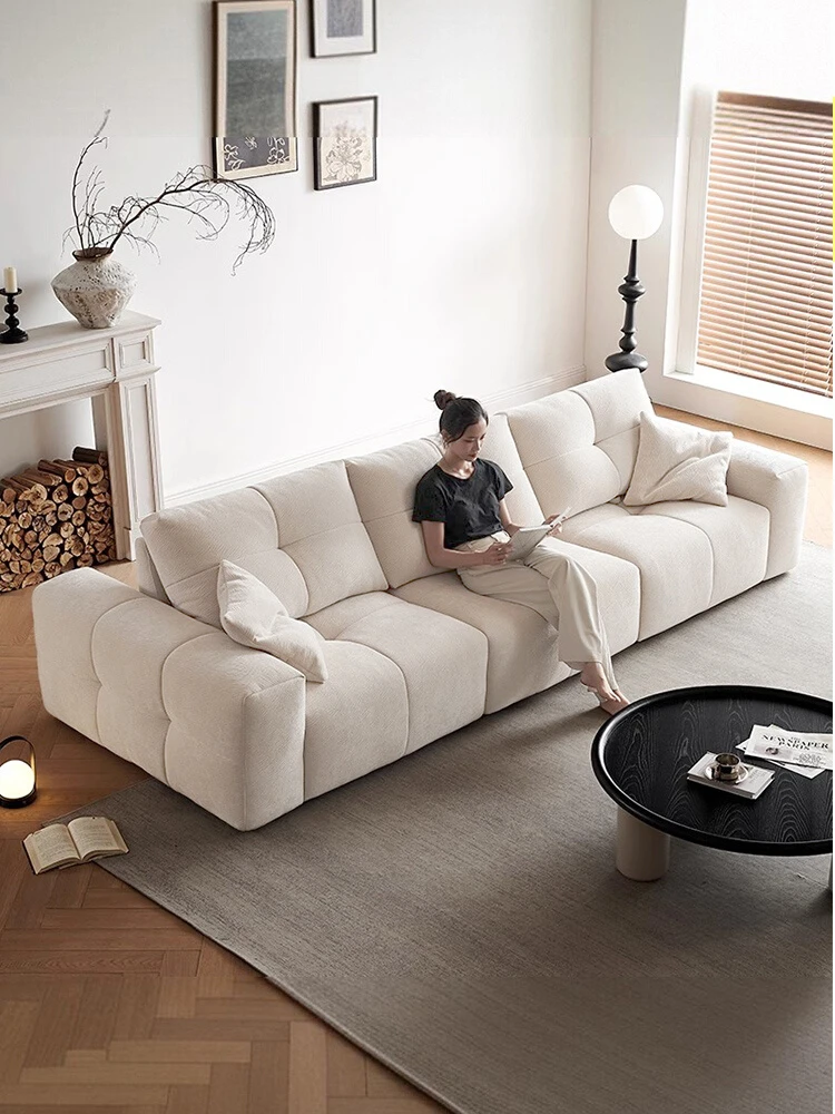 【靠背可调节】意式极简奶油风像素沙发雪尼尔直排客厅布艺沙发