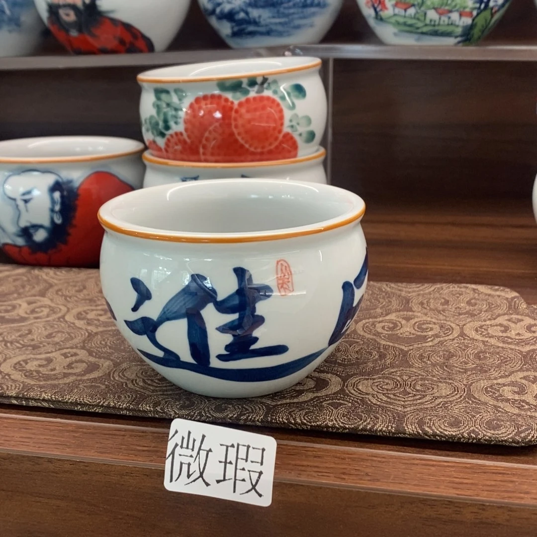 釉下手绘茶具微瑕手工绘制