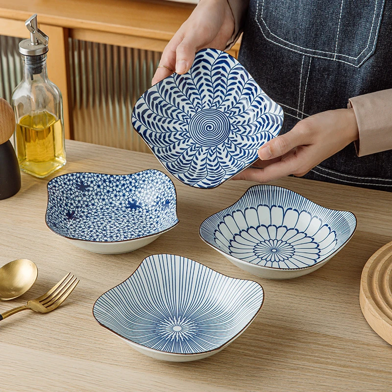 釉下彩6.5英寸风车盘青花瓷水果碟沙拉碟蛋糕碟碟子