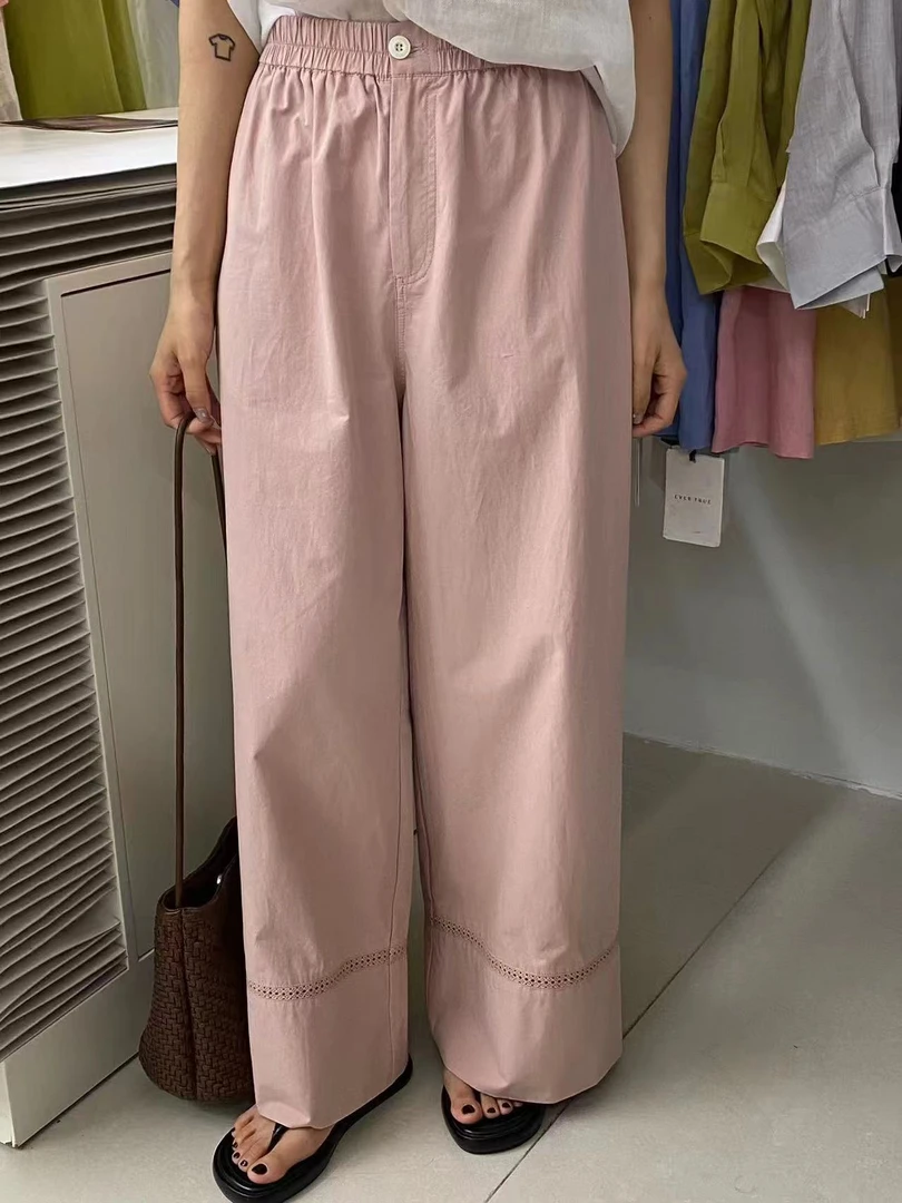 鑫燃KIKI 简约高级感镂空松紧腰阔腿裤 93478 ET（F）