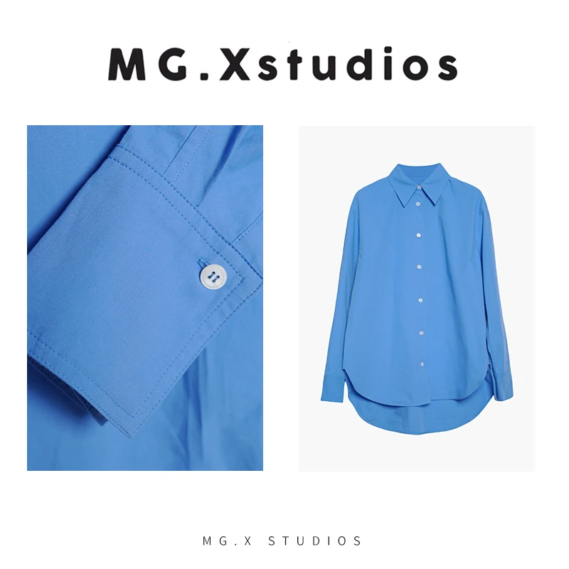 【沿海独白】MGX落肩袖衬衫宽松翻领休闲气质M52A3504C0AA
