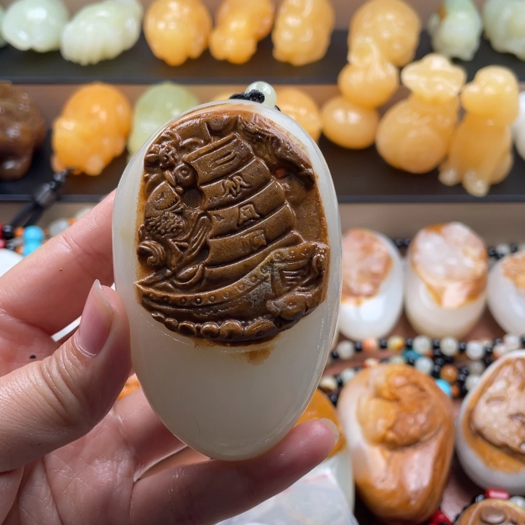 快***子石材天然古青石手把件