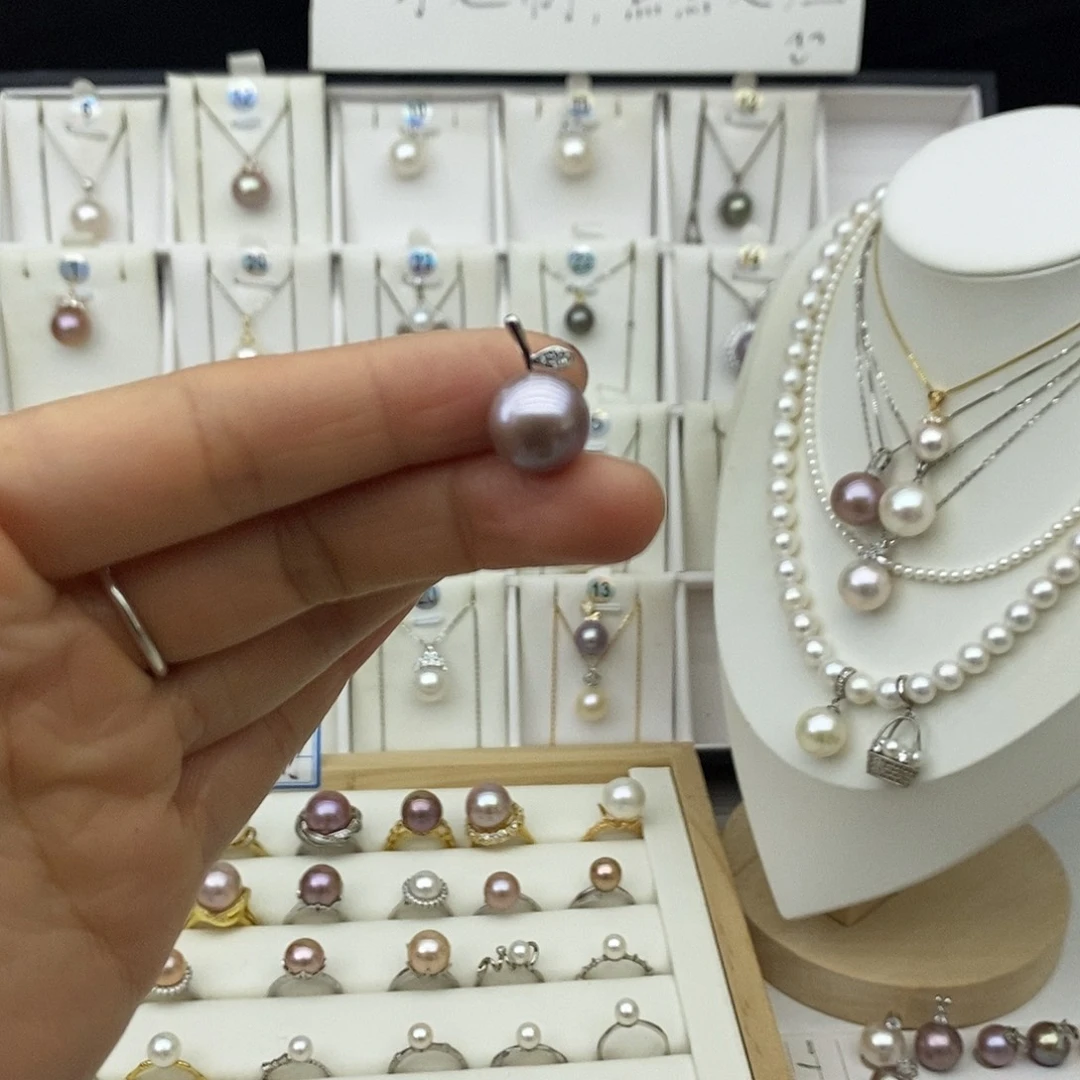 银S925镶嵌淡水珍珠吊坠(不含链)