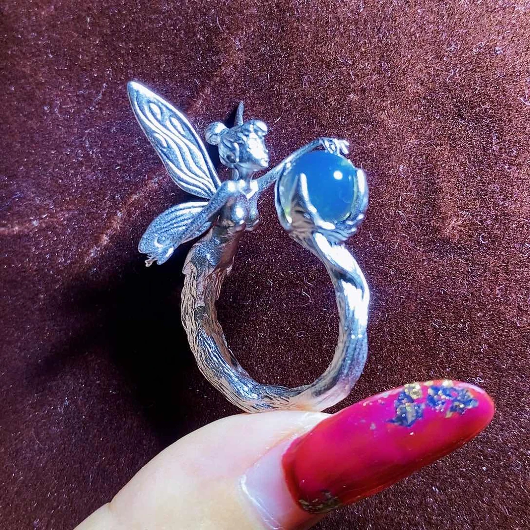 蓝珀裸石未镶嵌蓝珀多米精灵戒指卡8净水