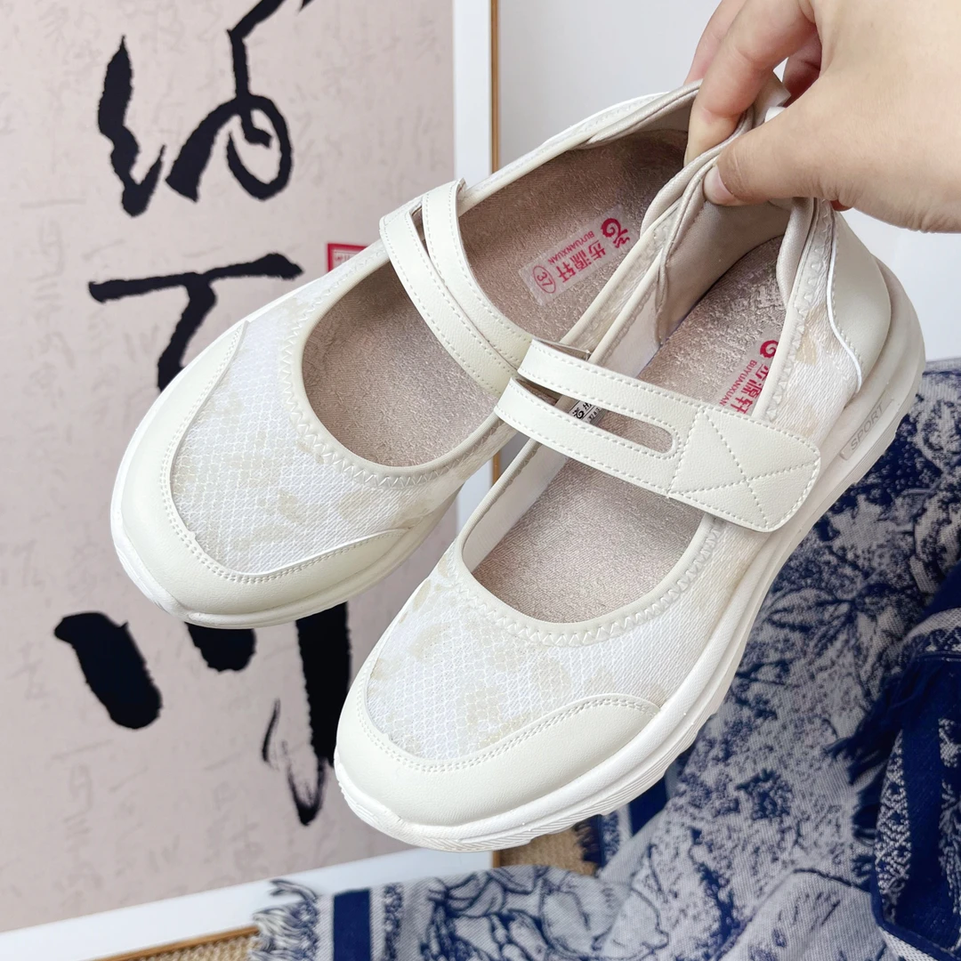 步源轩夏季女鞋小白鞋女透气凉鞋魔术贴厚底鞋软底包头玛丽珍鞋