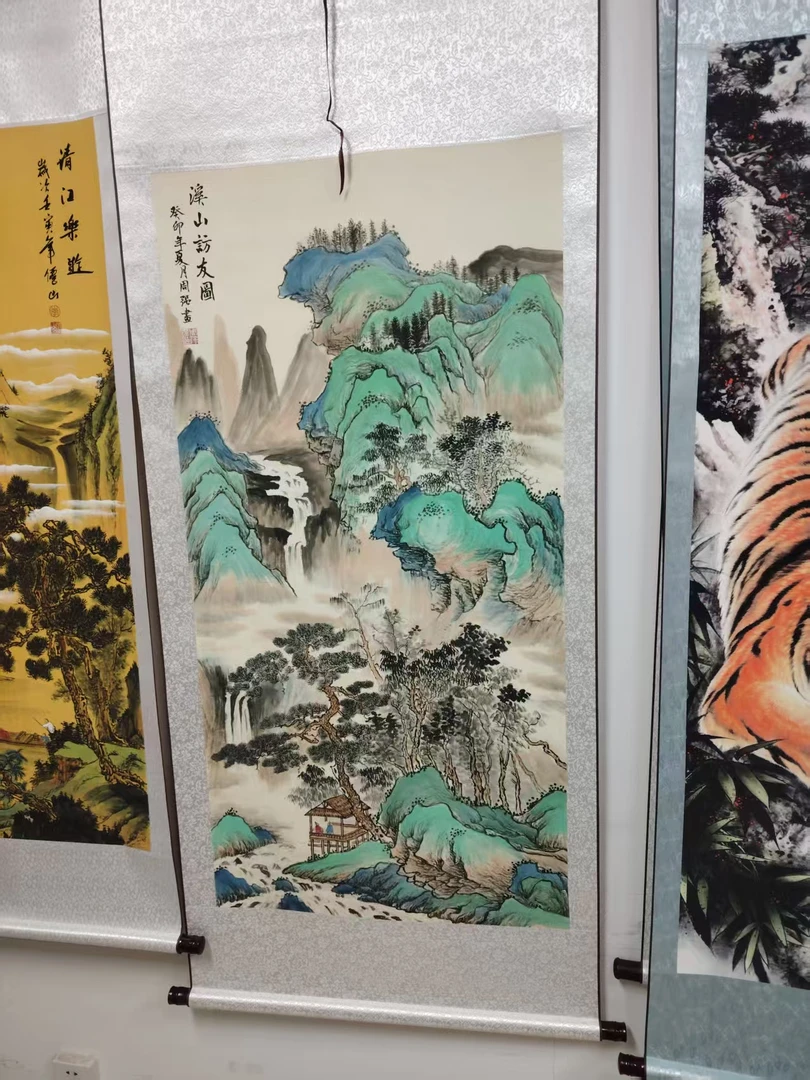 传统挂画-《溪山访友图》-四尺竖幅-玄关-山水挂画