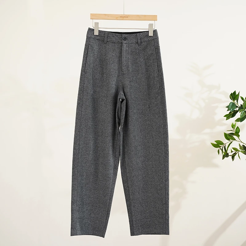 时髦单品必入！西装裤设计小镰刀垂毛呢女士裤子（241981）20756