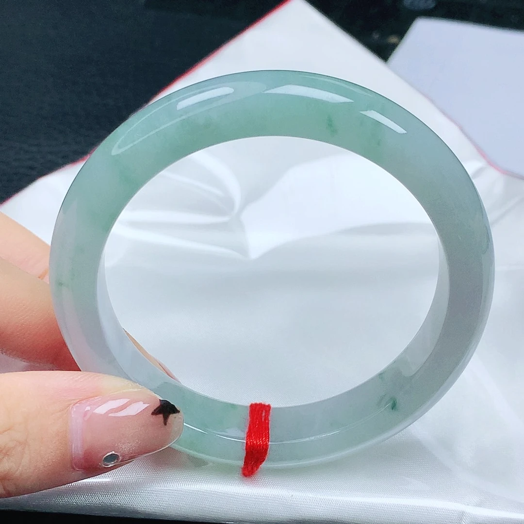 翡翠手镯未镶嵌翡翠55.0天空蓝飘花正圈