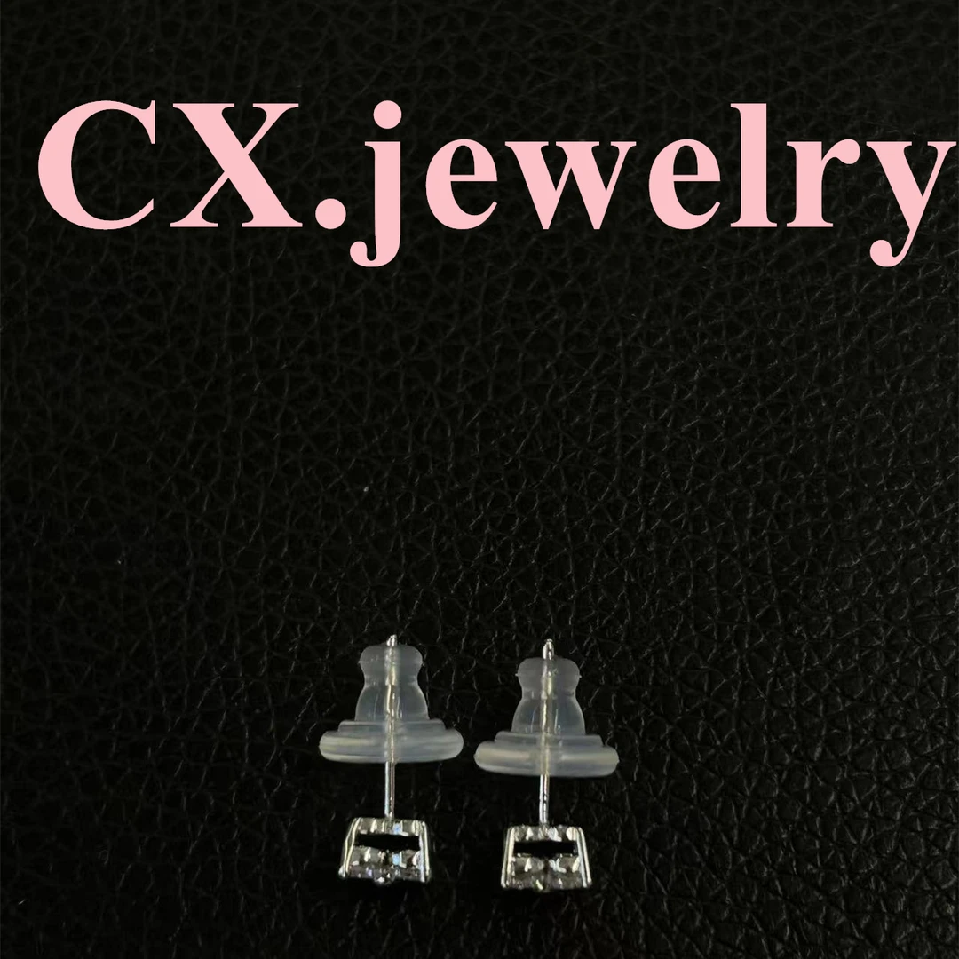 铜合金合成锆石耳饰 银色锆花耳钉 5022