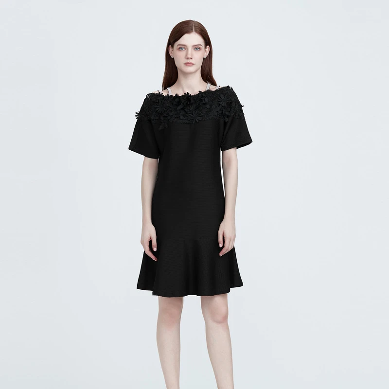 【粉丝专享】圣迪奥简约气质设计师个性通勤百搭连衣裙S222Z123B