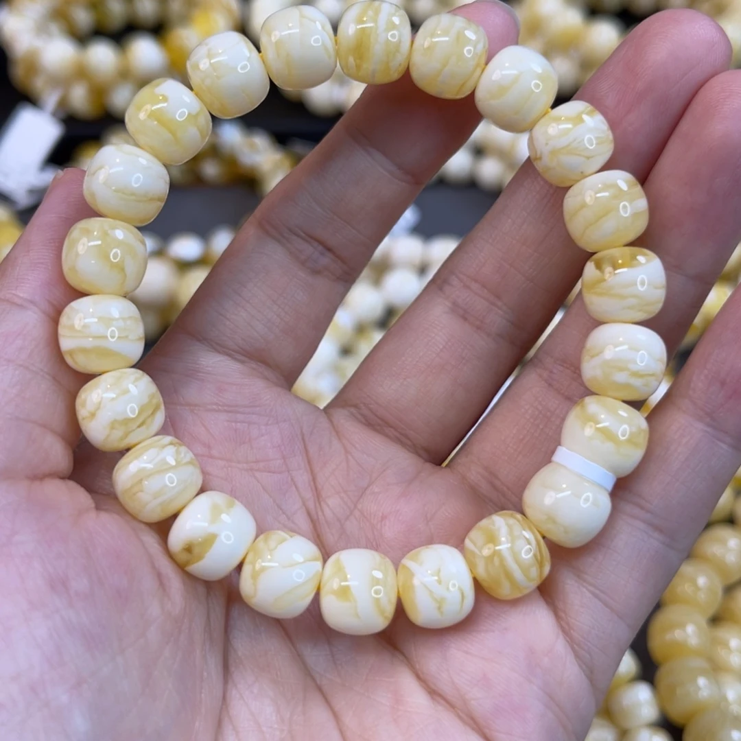 蜜蜡未镶嵌手串同料10mm瓷白虎皮