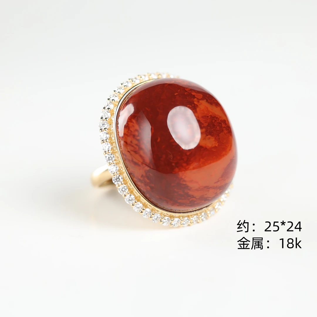 本真 | “星燃”严选精品天然原矿南红火焰纹18k金戒指（备注圈口）