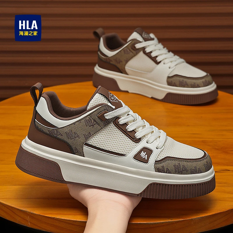 HLA/海澜之家板鞋男鞋冬季新款透气男士鞋子增高休闲鞋小白鞋男款