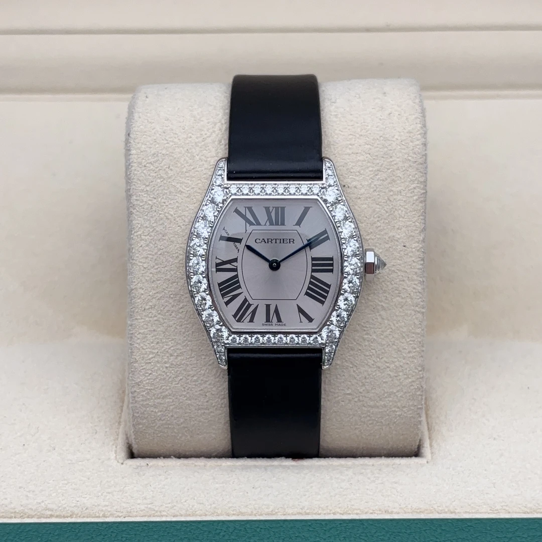 95新 Cartier/卡地亚 白金原镶钻WA507231/女士手动机械/34mm女款