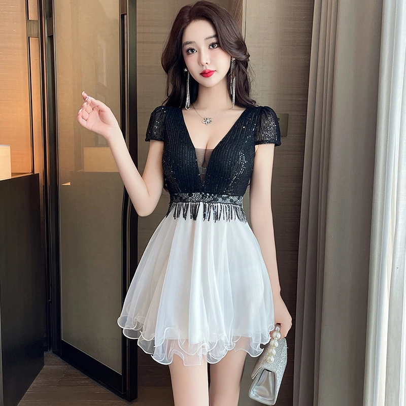 拉链短袖松紧腰春夏秋冬连衣裙技师气质遮肚游泳桑拿