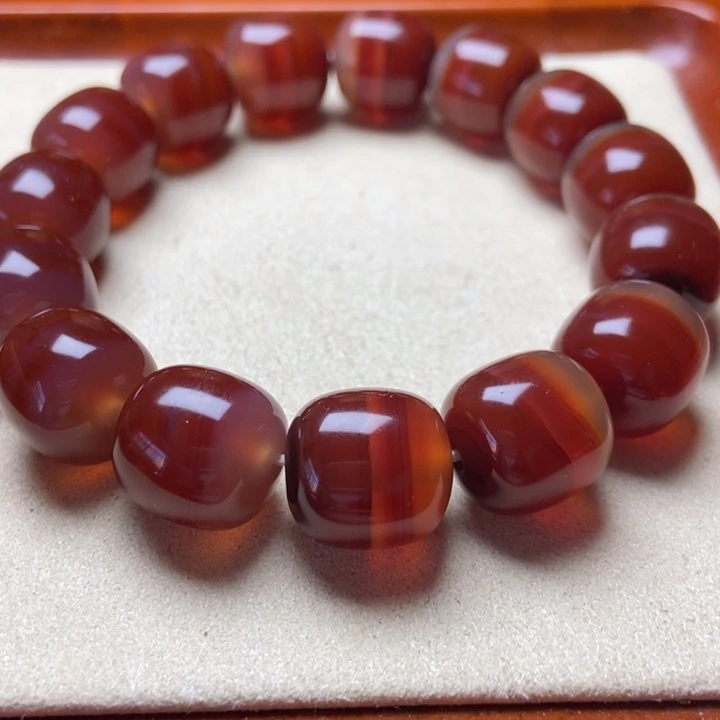 玛瑙/玉髓未镶嵌手串冰冰 红半盆一线老型珠