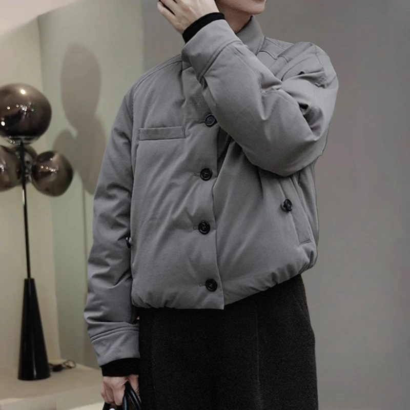 时髦简约翻领夹棉夹克棉衣女秋冬新款潮流宽松小个子百搭棉服外套