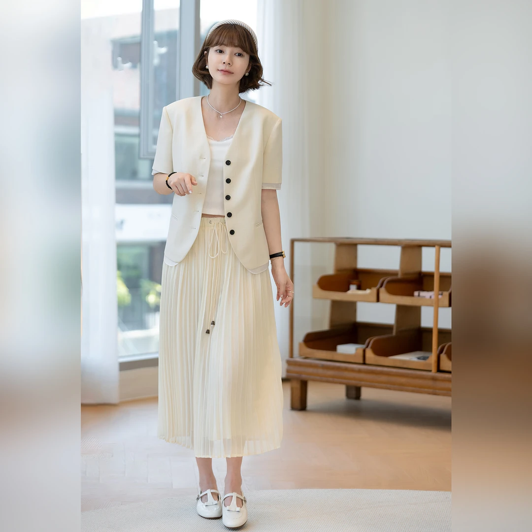 【现货】【风铃百褶】FS501X104流动感百褶长裙