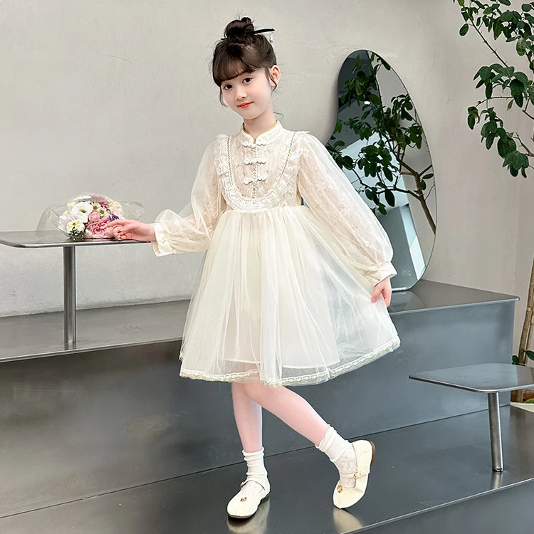 女童洋气连衣裙春款2025新款儿童生日礼服女孩表演公主裙子春秋季