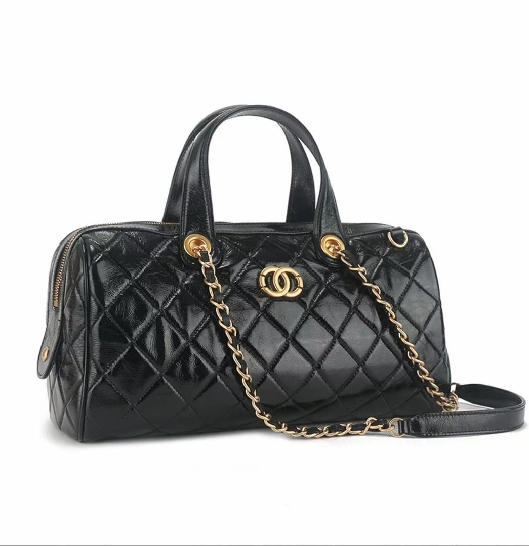 爆款25A新款油蜡保龄球菱格炼条包时尚百搭单肩腋下包