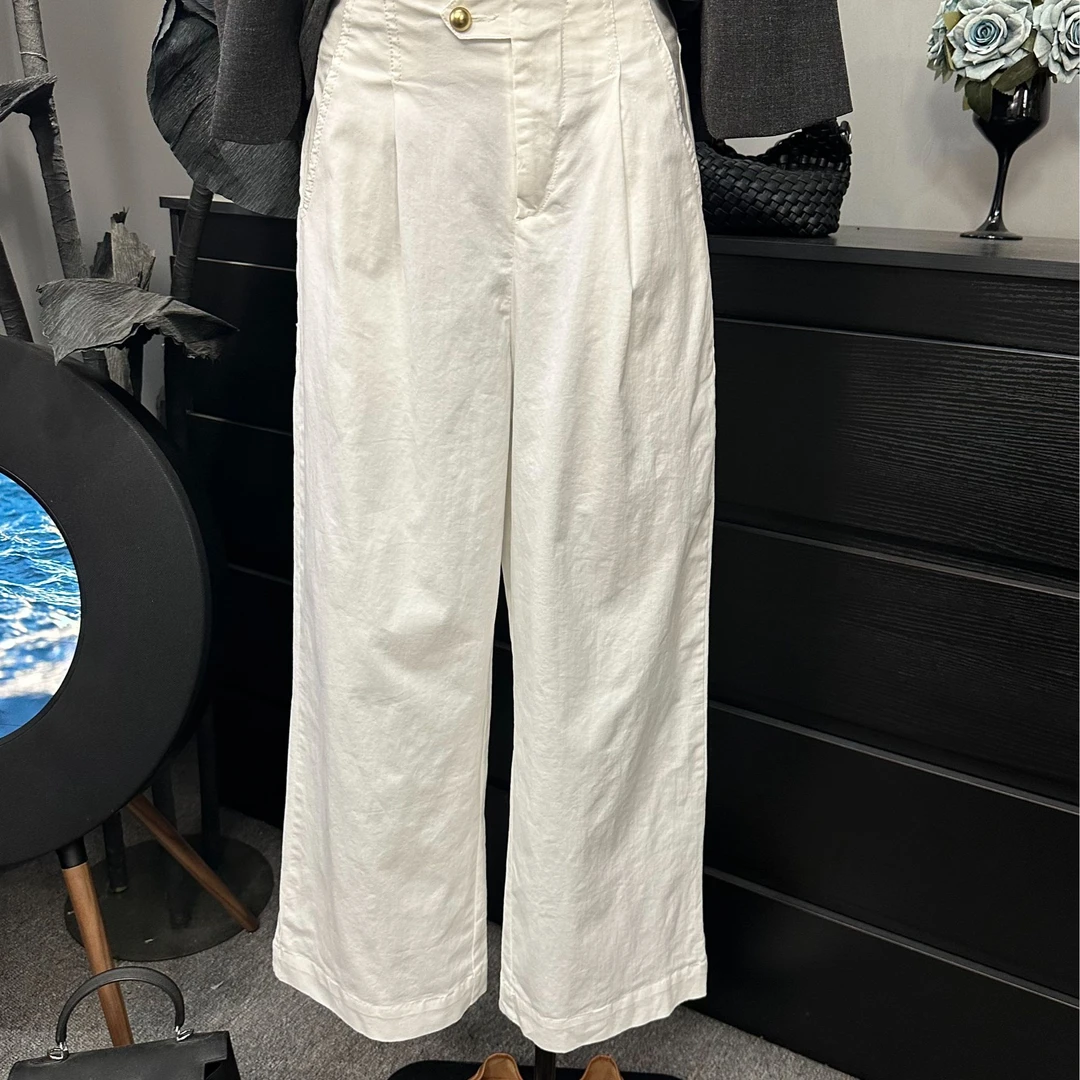 루루가− （韩裤）抗皱阔腿裤女春夏新款松紧腰遮胯显瘦薄款直筒休闲裤