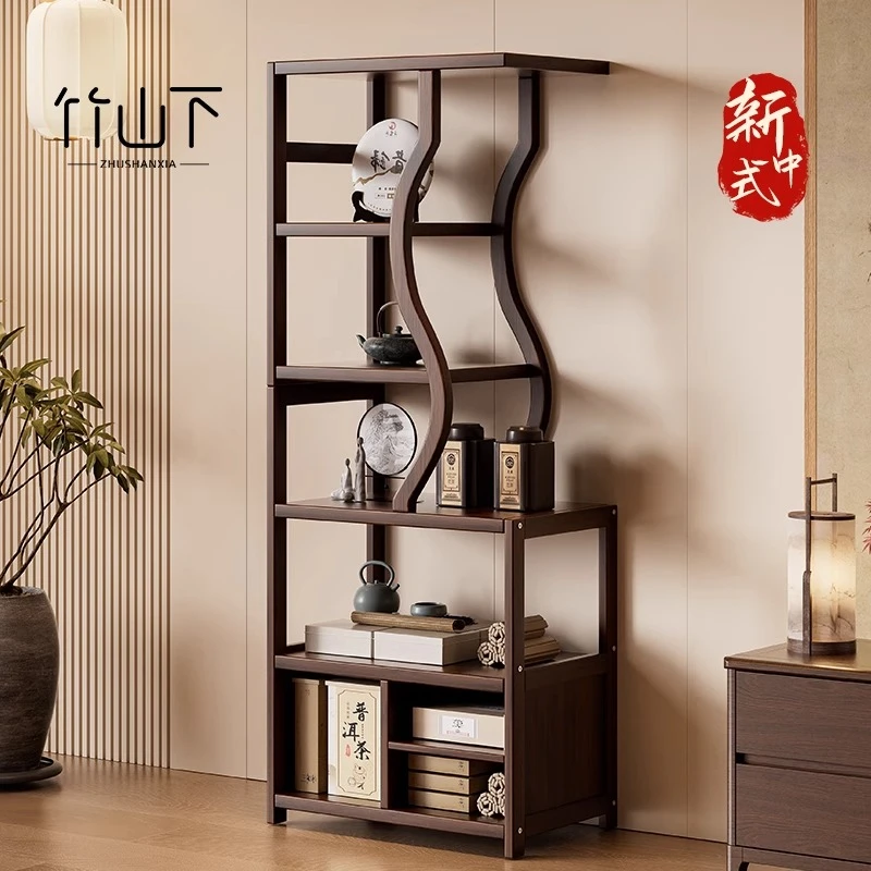 博古架家用客厅茶具储物架新中式简约茶柜置物架轻奢高级感茶叶柜