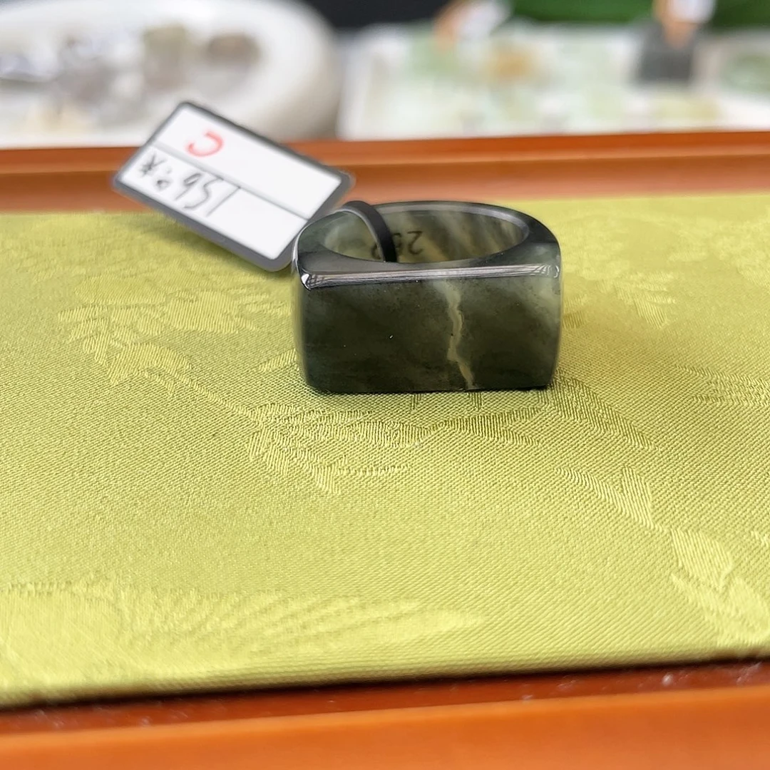 和田玉戒指未镶嵌L45泼墨青花马鞍不退换17.1