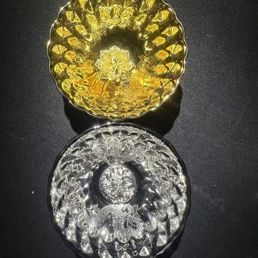 冰清玉洁+金玉满堂 双龙雕刻龙凤对杯