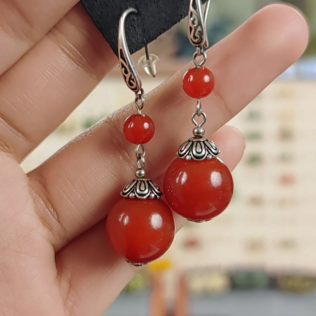 翡翠手饰银S925镶嵌耳饰