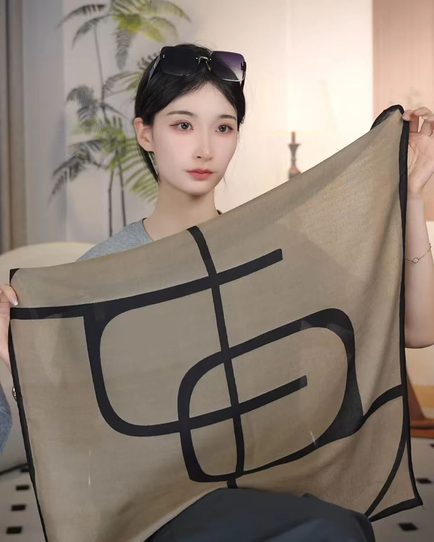 P9【百搭卡其】新款棉质65*65精致小方巾