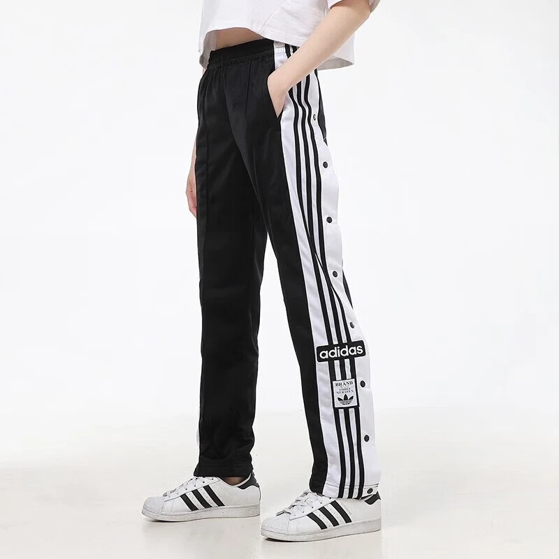 阿迪达斯 Adidas三叶草运动裤女裤裤宽松单排扣长裤直筒裤GN2807