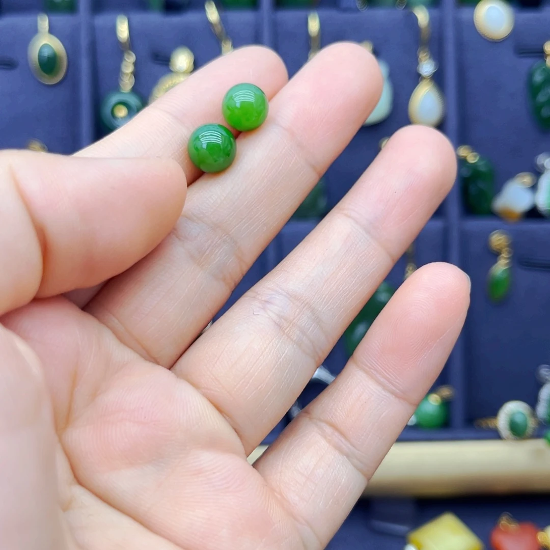 和田玉银S925镶嵌耳饰