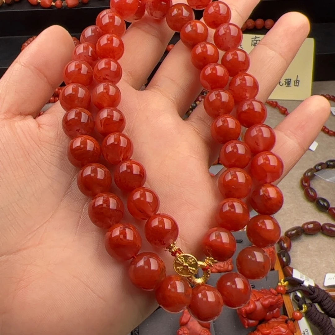 南红玛瑙（偏红妖花火焰项链10+）银S925镶嵌