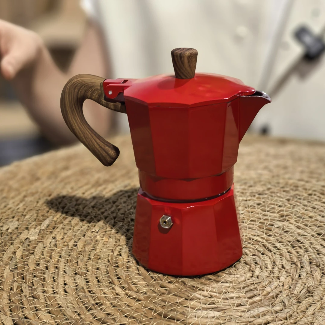 红色3杯摩卡壶意式浓缩咖啡摩卡壶定制款迷三杯红色