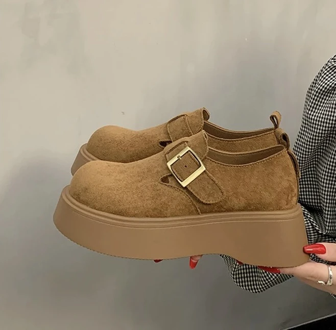 1913-5-纯色防磨脚胶粘平跟单鞋乐福鞋防滑松糕底