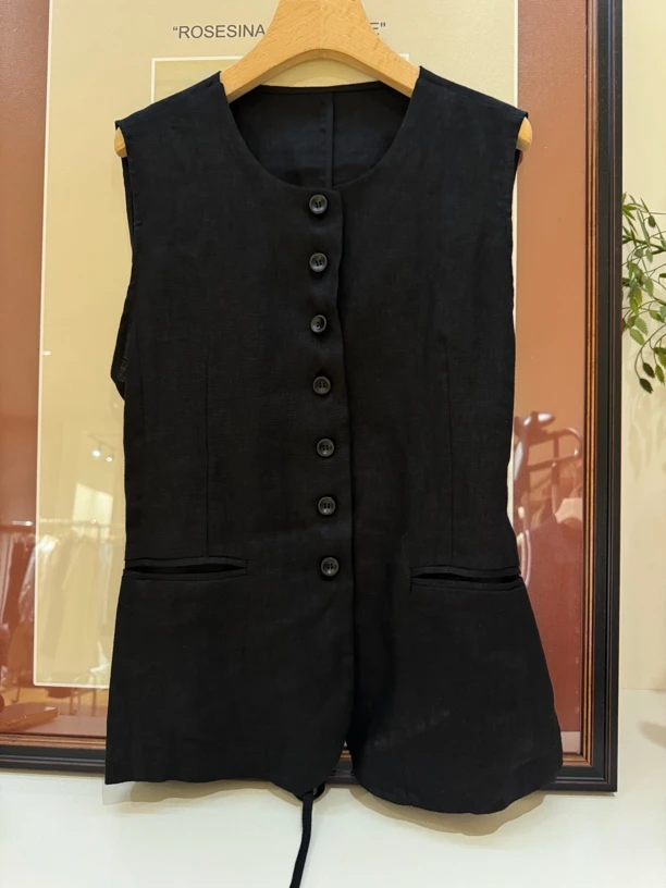 系带纽扣开衫马甲25255