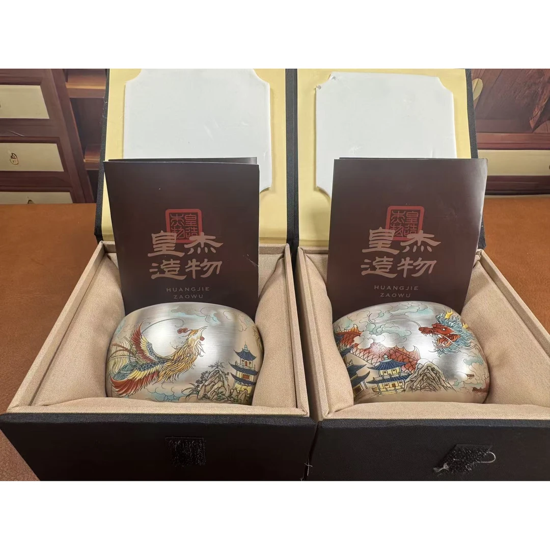 周鸿杰-龙凤银对杯2157手绘陶瓷主人杯