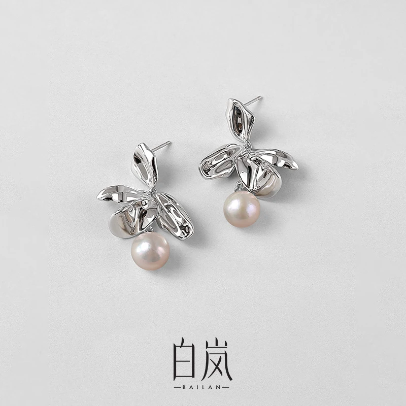 白岚珍珠飞花耳钉春日花花S925轻奢气质设计珍珠耳环耳饰ED3214