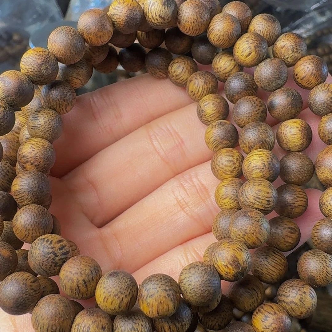 沉香手串老白棋卡七圆珠