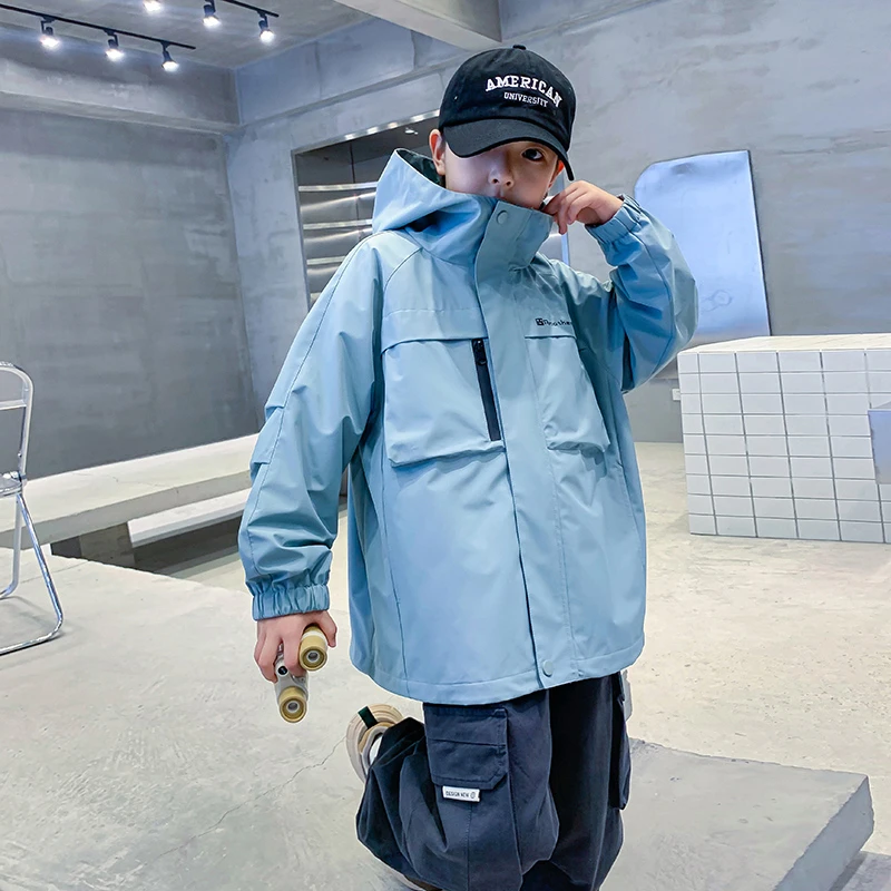 男童秋装紫色连帽防风衣外套2025新款儿童冲锋衣潮K243WT4630