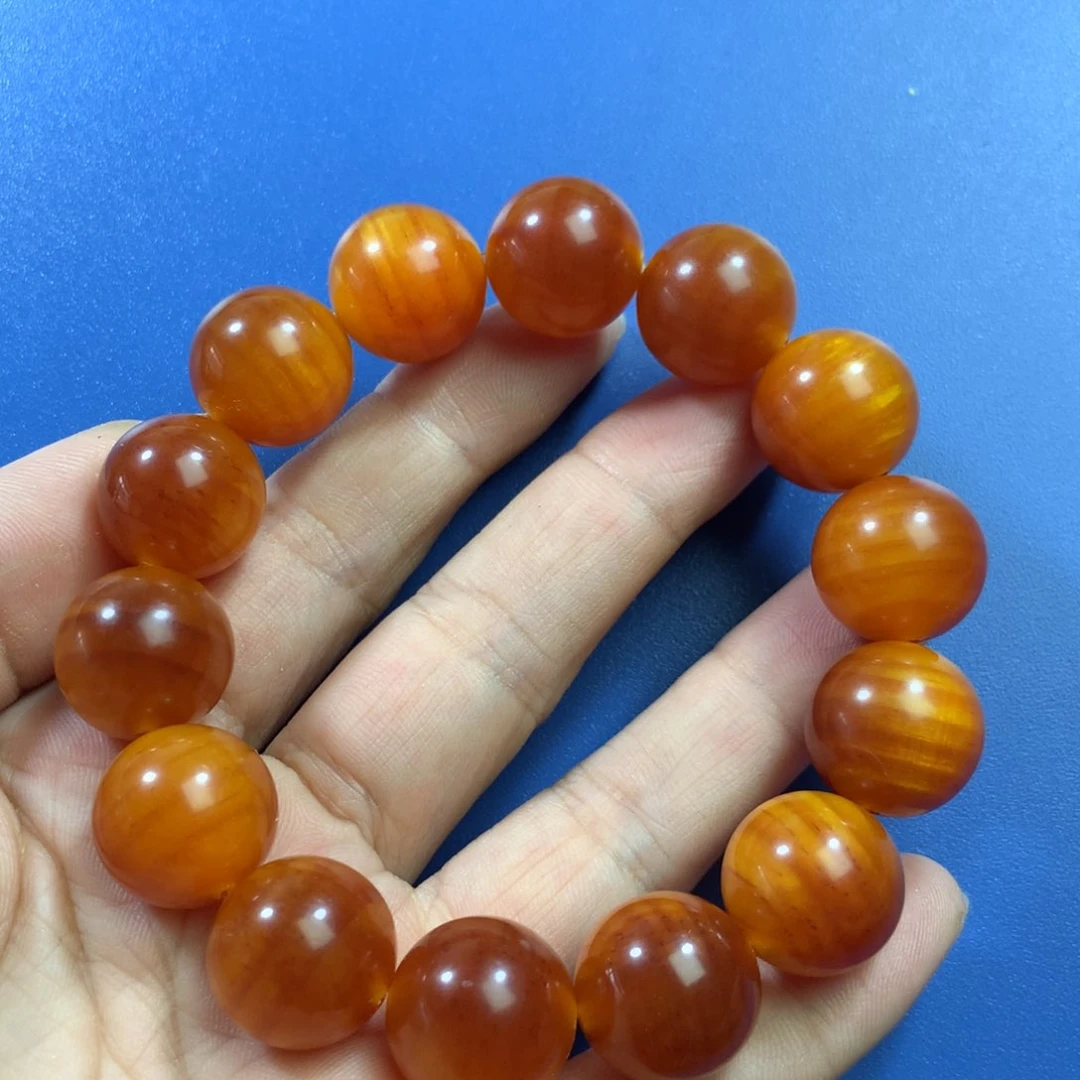 松木焕**生琥珀木手串1.6