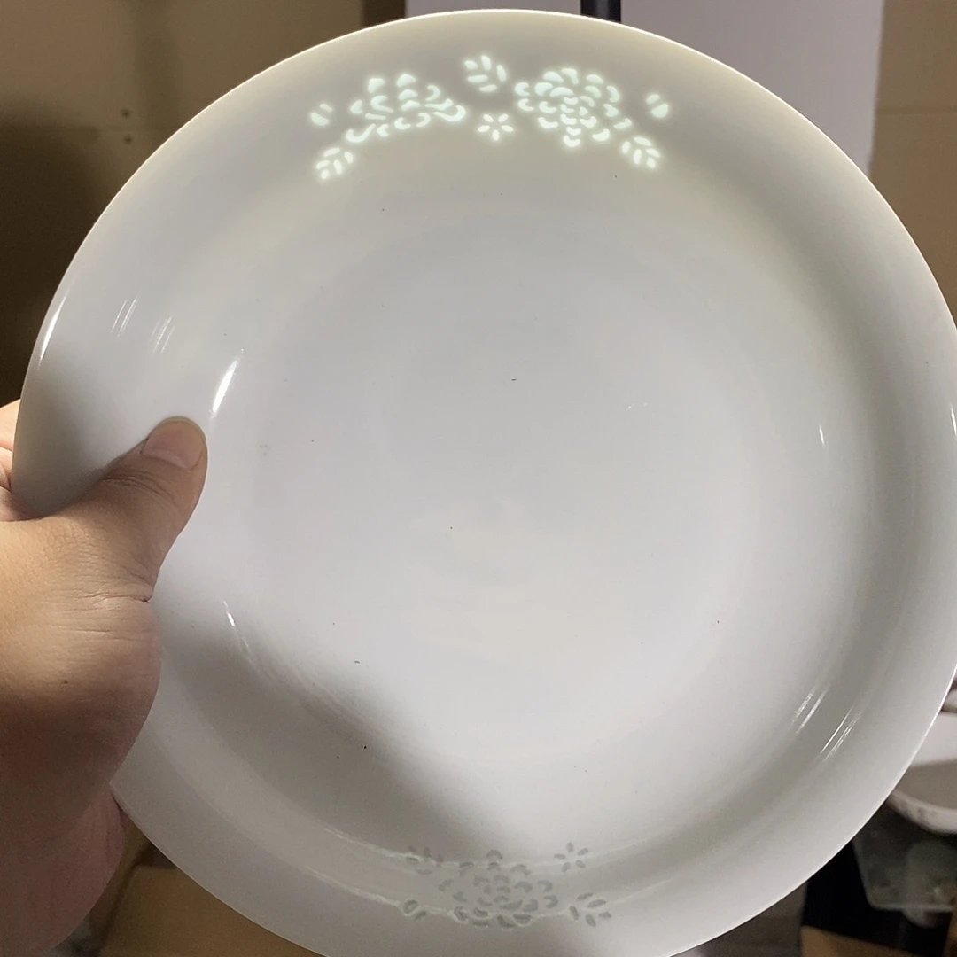 摆件8寸高温玲珑瓷盘2支