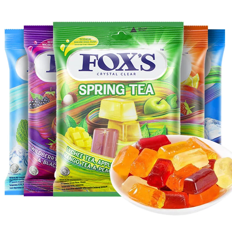 印尼进口foxs霍士水晶糖四季茶水果糖硬糖糖果零食网红爆款薄荷糖