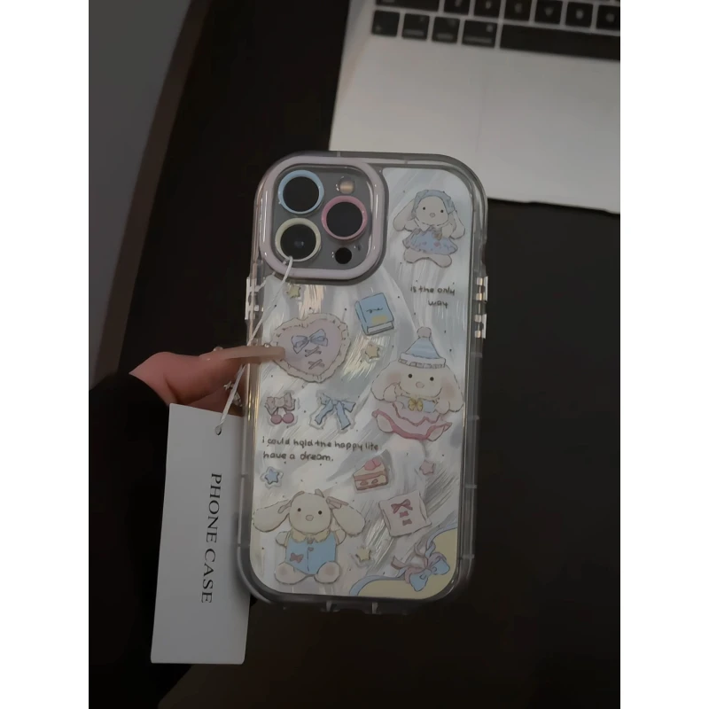 适用苹果16羽纱奶油手机壳iPhone15华为mate70可爱小兔小米15新款