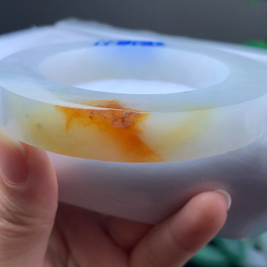 定制翡翠未镶嵌冰胶底鸡油黄53一63
