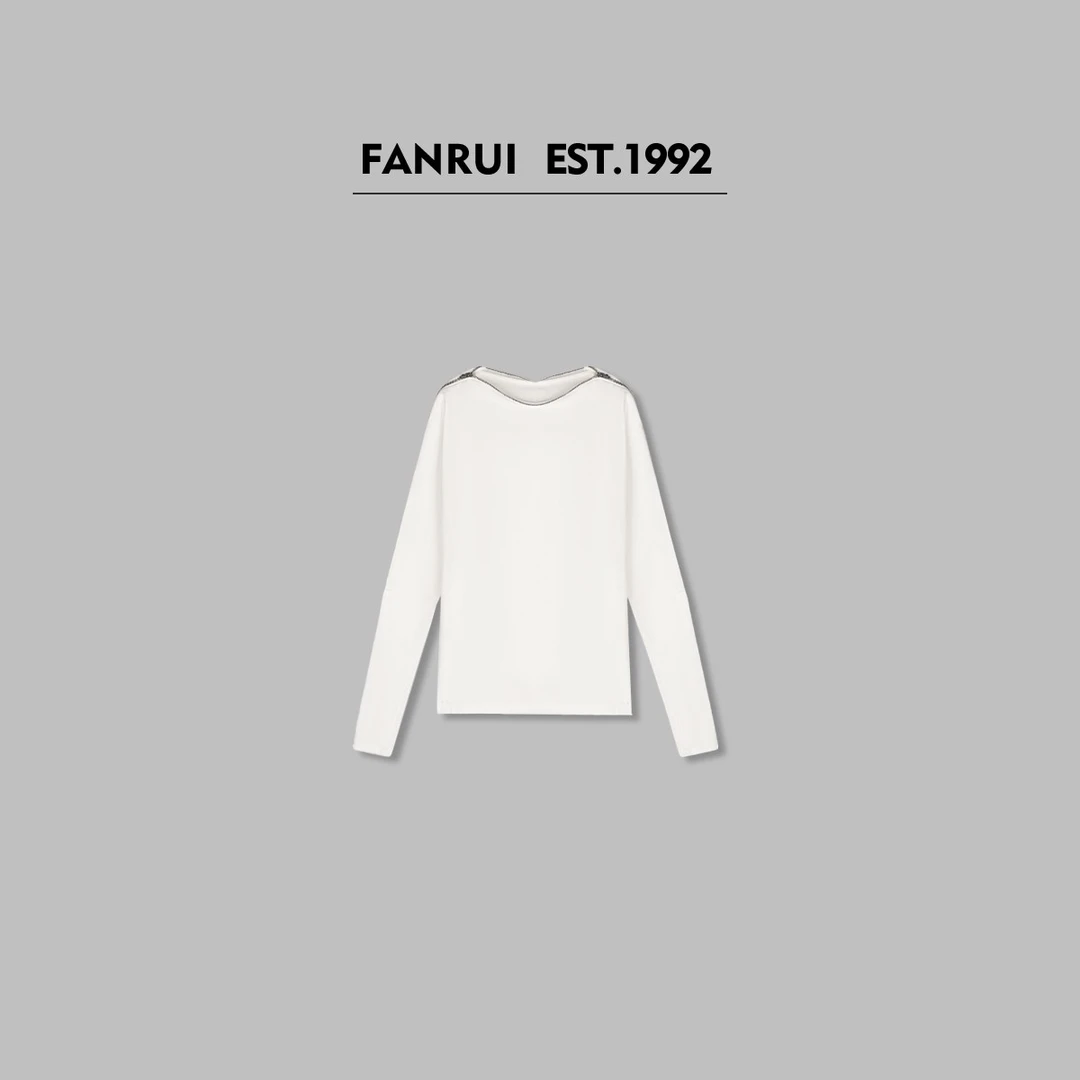 FANRUI/泛芮「月下吟梦」精梳棉一字肩百搭设计感打底上衣B14800