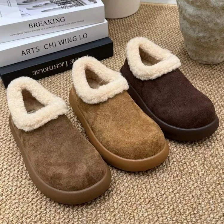 小土豆毛毛勃肯鞋女2025新款冬季爆款加绒加厚保暖一脚蹬雪地棉鞋