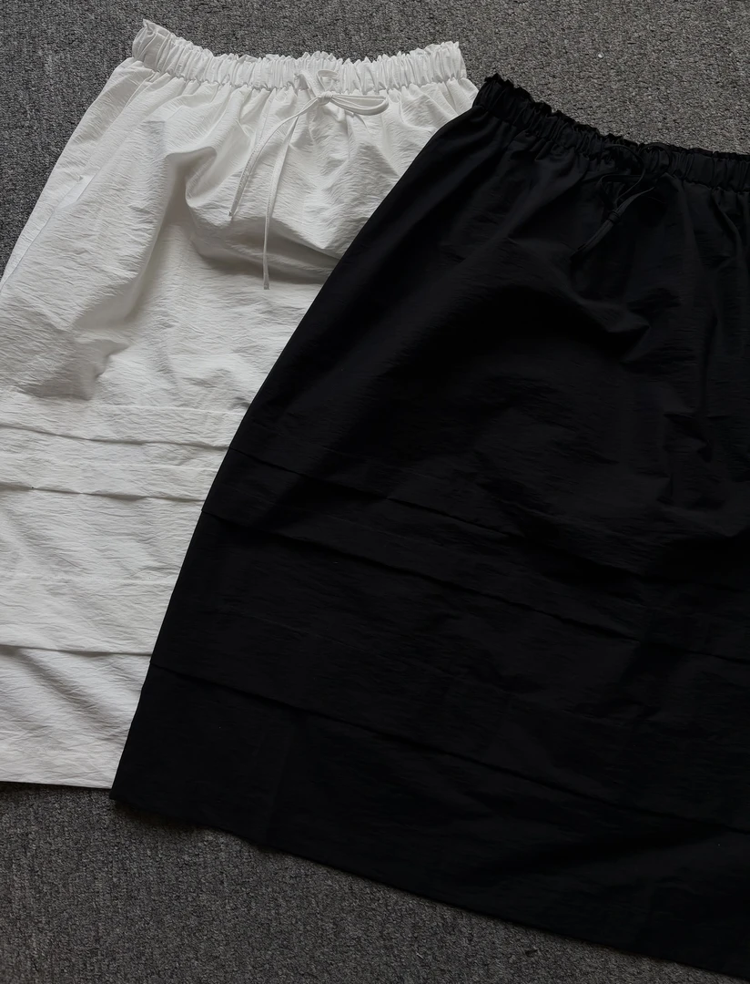 日系极简压褶裙 no退no换